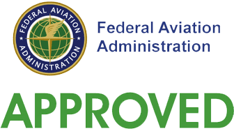 A federal aviation administration approved logo.